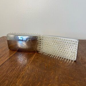 Vintage Silver Colored Nylon Bristle Made In USA Set Of 2 Brushes